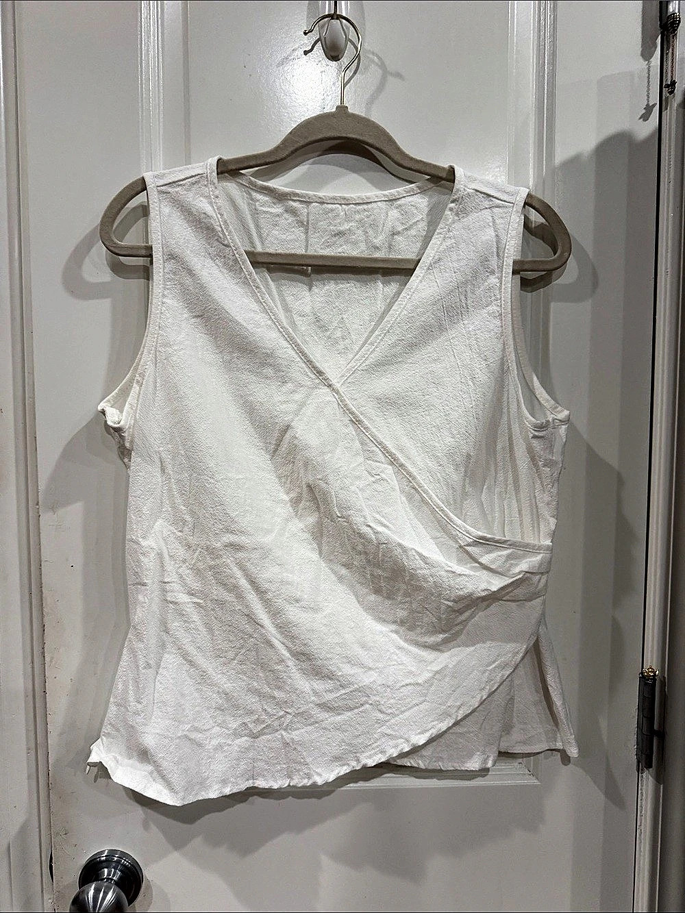 White Wrap-Front Tank Top